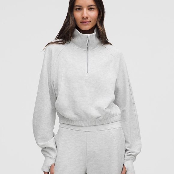 Scuba Cropped Funnel-Neck Waffle Half Zip - Picture 1 of 9
